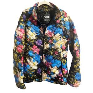 The North Face Women's L Thermoball Floral Puffer Thin Quilted Full Zip Jacket